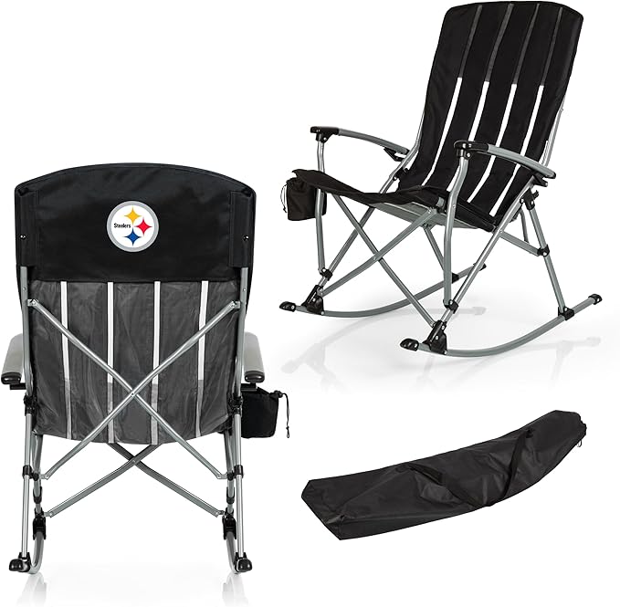 Picnic TIME NFL Unisex-Adult NFL Outdoor Rocking Camp Chair XL Heavy Duty Camping Chair for Adults