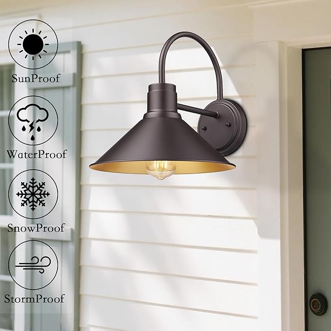 ALLGOT Exterior Barn Light Outdoor Wall Lights for House Front Porch Outdoor Wall Lighting Fixture Modern Farmhouse Outside Sconce Lighting(Oil Rubbed Bronze 1 Pack)