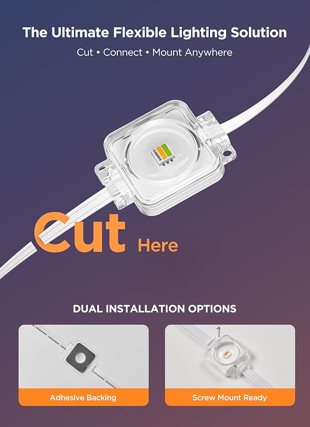 Permanent Outdoor Lights 50FT with 32 Smart RGB LED Lights DIY Scene Mode IP68 Waterproof Christmas Lights for Daily and Accent Lighting Outdoor Decor House Roof Holiday Decorations