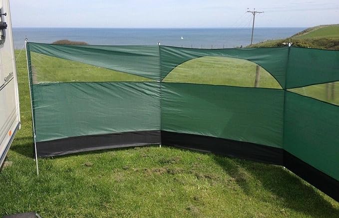 Windbreaker Privacy Camping Screen 3 Panel Blocker Garden Beach 197 x 60 (Forest Green)