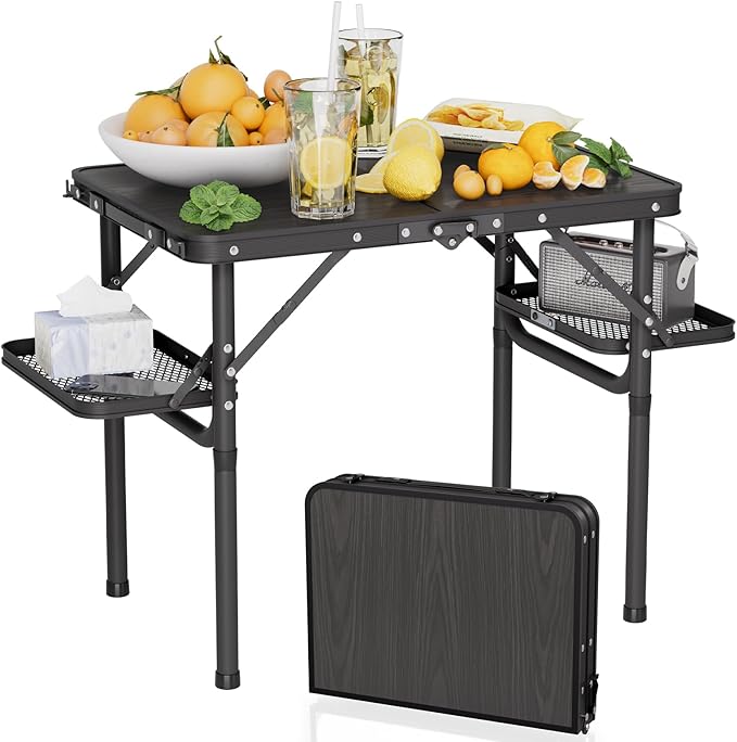 Titanker Folding Camping Table Small 2ft Small Camp Table Portable with 50% Extra Space Folding Picnic Set Portable Beach Table Car Camping Essentials Aluminum Light &amp Solid