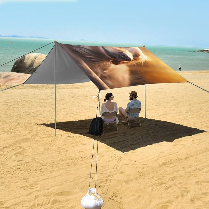 ALAZA Dog &amp Cat Beach Tent Sun Shelter UPF50+ Protection Beach Shade Canopy w/ 4 Sandbags for Outdoor Camping Fishing Backyard Fun Picnic 10x9 ft