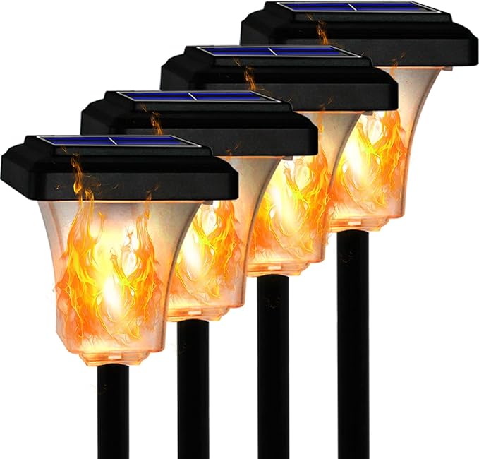 Swingers Solar Lights Outdoorwith Upgraded 2nd-gen Flame techLED Solar Torch Lights with Flickering FlameWaterproof Outdoor Garden Light for Christmas Garden Landscape Path Yard Patio (4)