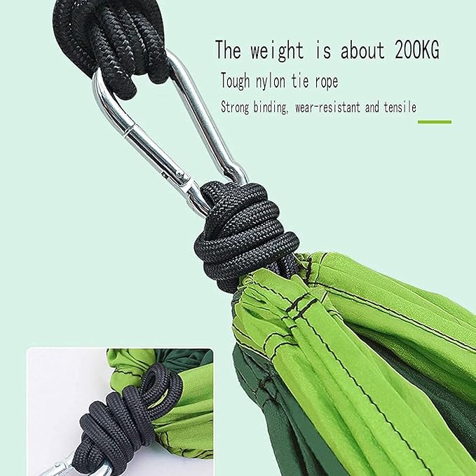 Portable Nylon Hammock Swing Chair Lightweight &amp Easy to Assemble with Straps Perfect for Summer Camping Travel Garden and Outdoor Relaxation (290x150cm)