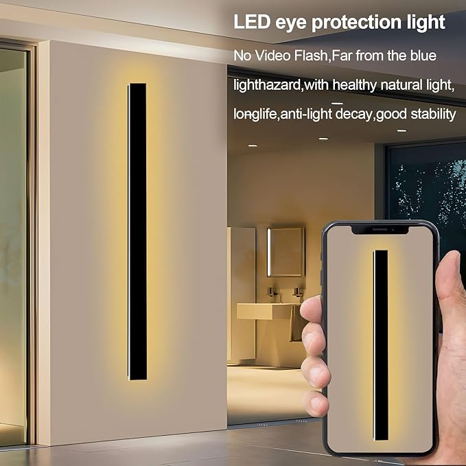 39inch 2 Pack Outdoor Wall Lights Black LED Exterior Light Fixtures Wall Mount Modern Outdoor Sconce Long LED Linear Outside Lighting for Garage Front Door 3000K