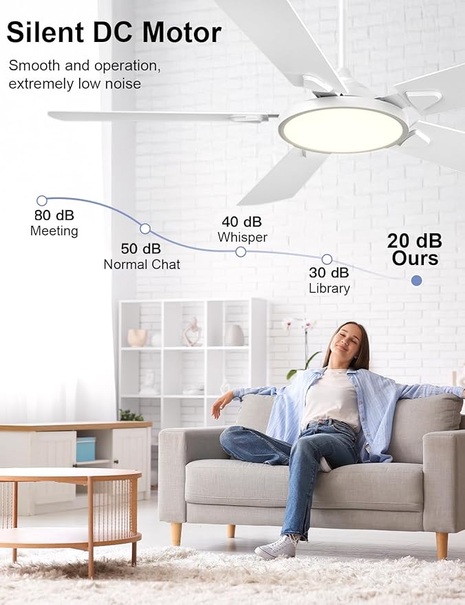 OJX Ceiling Fans with Lights 52 inch Ceiling fan with Light and Remote/APP Control 3CCT Quiet DC Reversible Dimmable Modern Black Ceiling Fa for Bedroom Living Room Kitchen Indoor/Outdoor Use