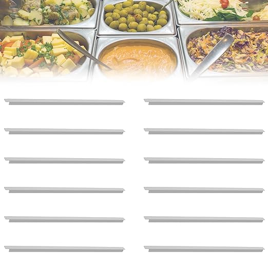tonchean 12PCS 20.67 Inch Stainless Steel Steam Table Adapter Bars Metal Cooler Food Divider Rods for Hotel Pan Configuratio Commercial Food Service Use