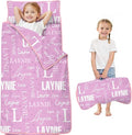 Personalized Name Toddler Nap Mat for Daycare Preschool Kindergarten Customized Kids Sleeping Bag with Pillow and Blanket for Girls Boys Custom Name Monogrammed Nap Mats for Toddlers