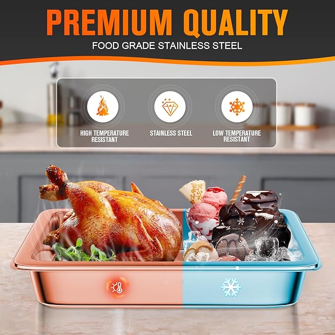 Hotel Pan Full Size Steam Table 4 Deep Stainless Steel With Lid 13 L x 10.4 W Anti-Jam Buffet Commercial (4 Pack)