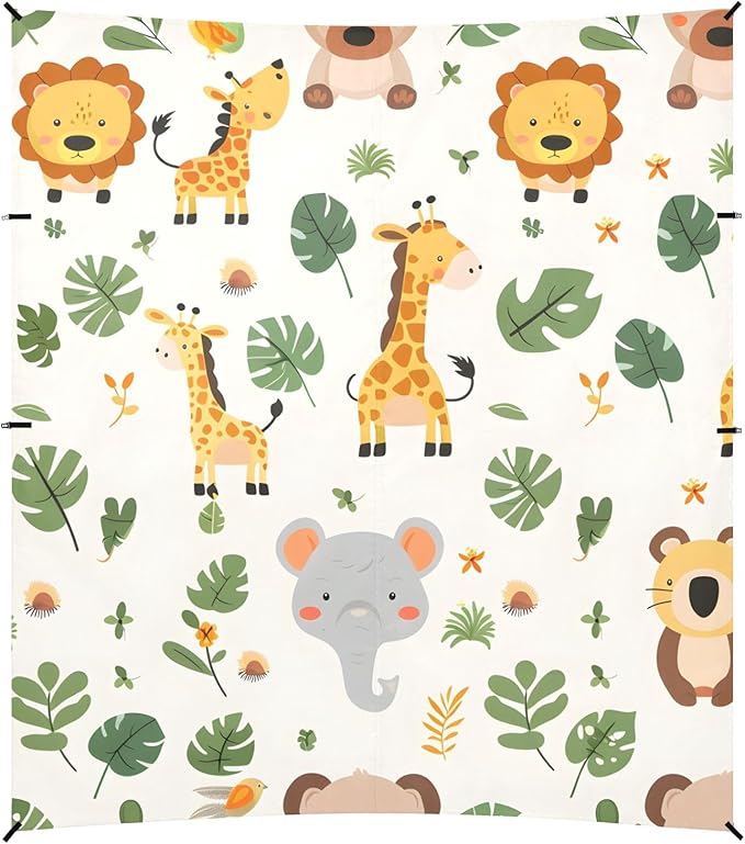 Cute Safari Animals Camping Sun Shelter Beach Tent Portable Beach Sun Shade Outdoor Canopy for Camping Trips Fishing Picnic