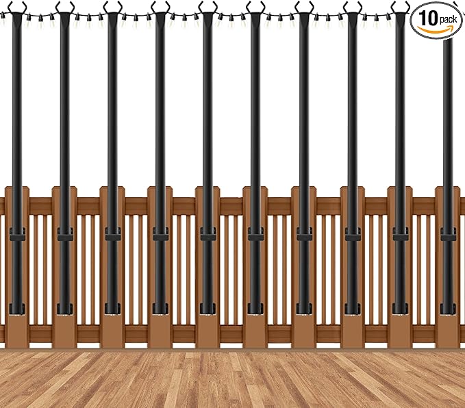 10 Pack String Light Poles for Deck5 Ft String Light Poles for Outside with Fixing ClipsMetal Poles for Outdoor String Lights Hanging Light Poles for Fence Garden Backyard Wall Bistro