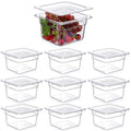 Sieral 10 Pcs 1/6 Size Food Containers with Lids - Clear Stackable Meal Prep Bins for Fridge OrganizationKitchen StorageBentoBaby FoodMicrowave Safe (4 Inch1.5 Quart)