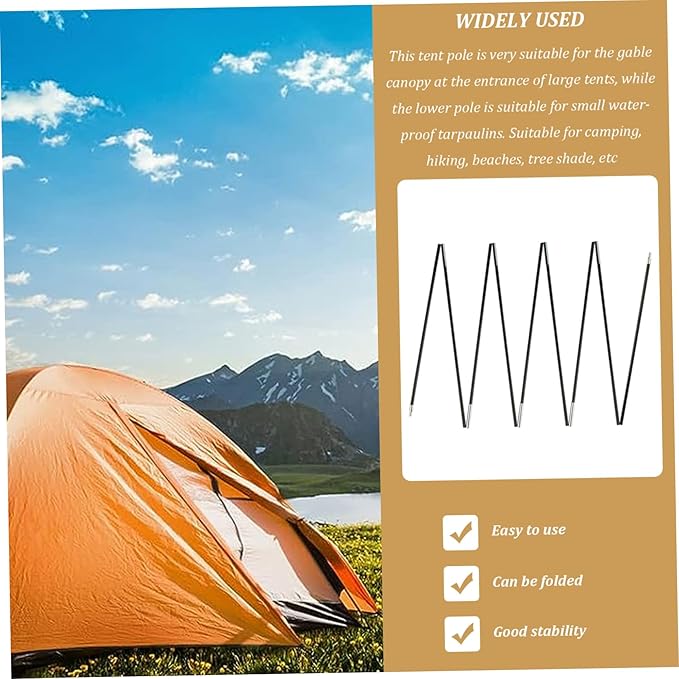 Tent Poles Replacement 8MM 12.8Ft Length Adjustable Fiberglass Tarp Poles 18 Sections Supporting Awning Rods for Camping BackpackingTent Poles Replacement Camping Tent Tarp Poles Replacement
