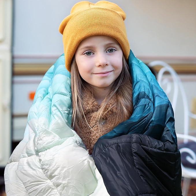 zzlamb Outdoor Camping Blanket with Sherpa LiningPuffy Thick Camp Quilt for SleepingPackable Warm Wearable Fleece Blankets for Cold WeatherTravelingBackpackingPicnicsBeachStadium 52x75in