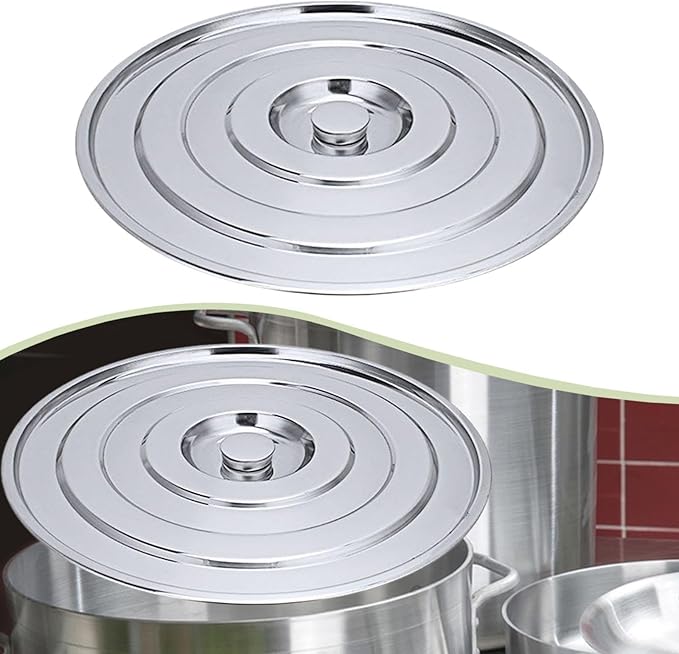 Stainless Steel Pan Lid Cookware Part Heat Resistant Easy Clean Skillet Lid Stockpot Cover for BBQ Buffet Picnics Outdoor 40cm Inner Diameter