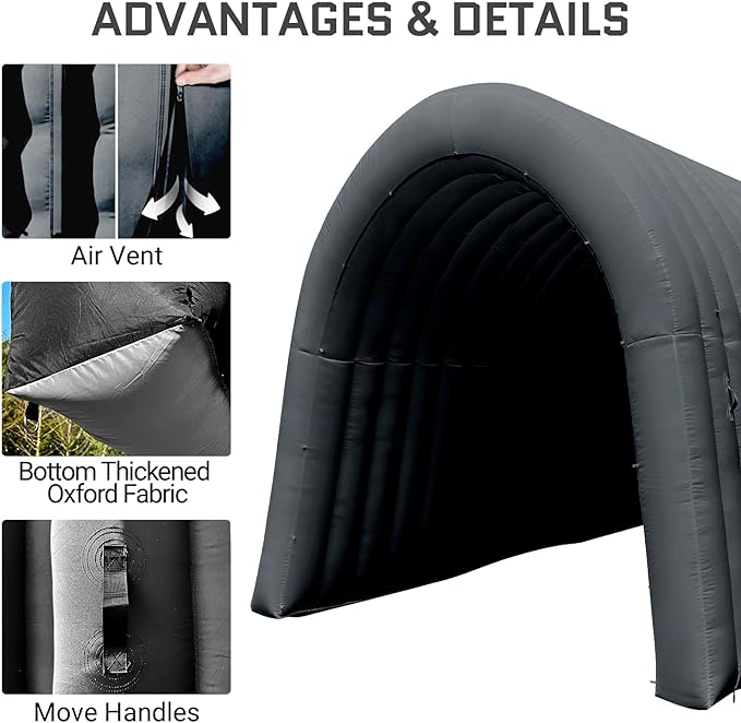 OZIS 24FT Inflatable Tunnel Sports Tunnel Entrance with Installed Blower Inflatable Tunnel Tent for Business Advertising Event Exhibition PromotionStreetShopSupermarketSchool(Black 24x10x10Ft)