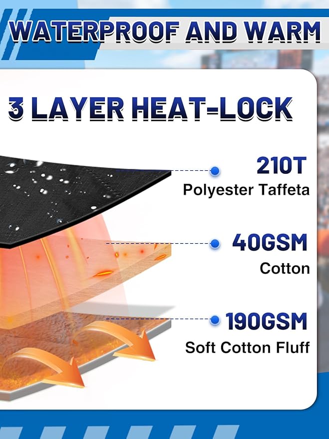 Aulock 55''W x 60''L Warm Outdoor Stadium Blanket Waterproof - Portable &amp Windproof Navy Blanket with Sherpa Fleece Lining for Camping Winter Cold Weather