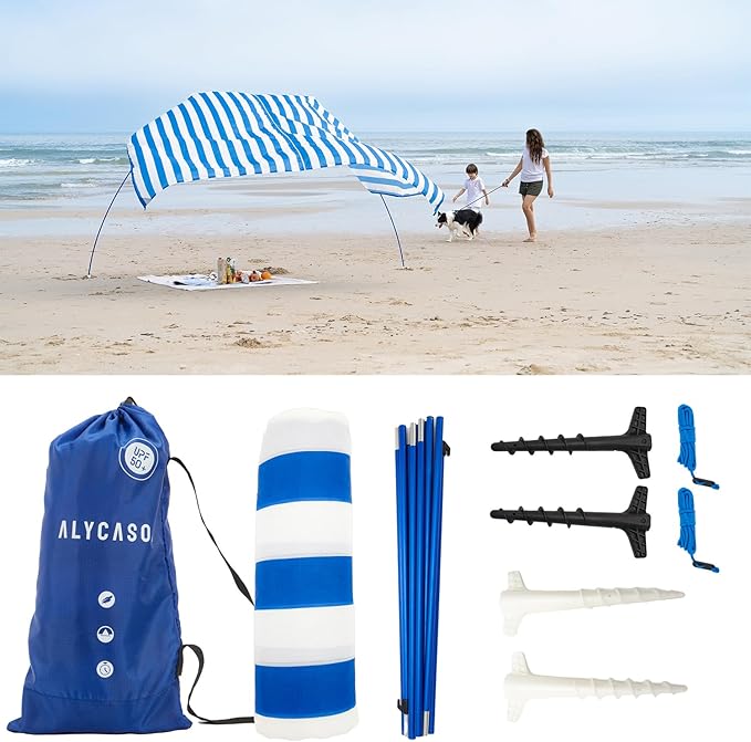 Beach Wind-Powered Shade Canopy Portable Sun Shelter Tent UPF 50+ UV Protection Lightweight Easy Set Up 78 Sq. Ft. of Shade for 1-3 People.Lite Regatta Jellyfish