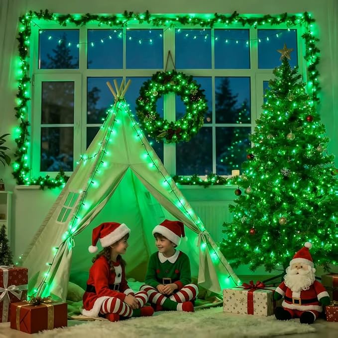 JMEXSUSS 500 LED Green Christmas Lights 8 Modes St Patrick's Day Lights Outdoor Plug in 173ft Green String Light for St Patrick's Day Party Xmas Tree Decorations