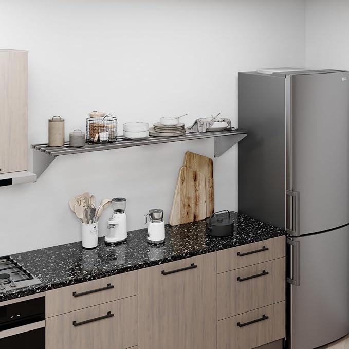 AmGood 14 in. x 60 in. NSF Stainless Steel Tubular Wall Shelf | Heavy-Duty Metal Shelving for Appliances &amp Equipment | Ideal for Kitchen Restaurant Garage Laundry Utility Room
