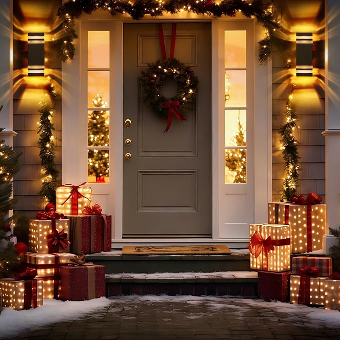 LMP 4 Packs Outdoor Wall Lights Up and Down LED Porch Lights IP65 Waterproof Aluminum Exterior Lighting Fixtures Outdoor Sconces Wall Lighting for House Front Door Garage (3000K Bulbs Included)
