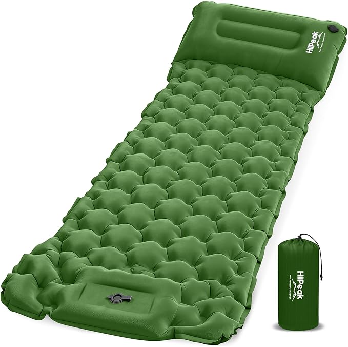 HiiPeak Camping Sleeping Pad Ultralight Camping Mat with Pillow Built-in Foot Pump Inflatable Sleeping Pads Compact for Camping Backpacking Hiking Traveling Tent