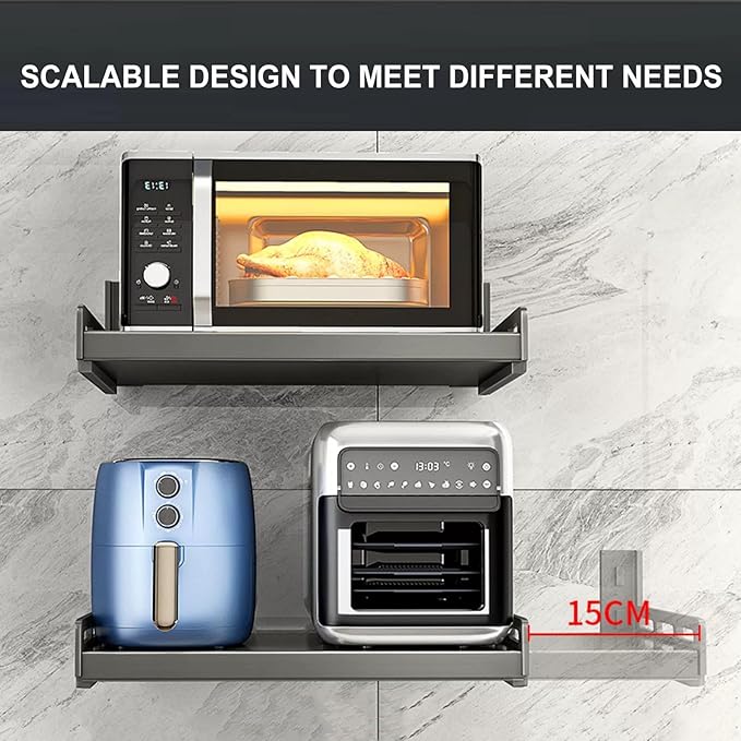 Retractable Stainless Steel Wall Shelf Microwave Oven Rack for Kitchen Multi Functional Storage Shelf for Commercial Restaurant &amp Bar Toaster Space Sa