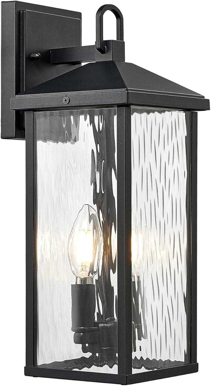 Darkaway Outdoor Wall Lights Exterior Lighting Fixtures Wall Mount Porch Lights Waterproof Outdoor Sconce with Water Ripple Glass E12 Socket for House Patio Hallway Garage