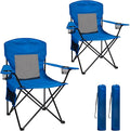 Outdoor Camping Chairs Set of 2 Folding Portable Foldable Lawn Chair Support 300lbs with Cooling Mesh Backrest 2 Cup Holder Side Pocket for Concert Carry Bag for Sports(Blue Mesh2 Pack)