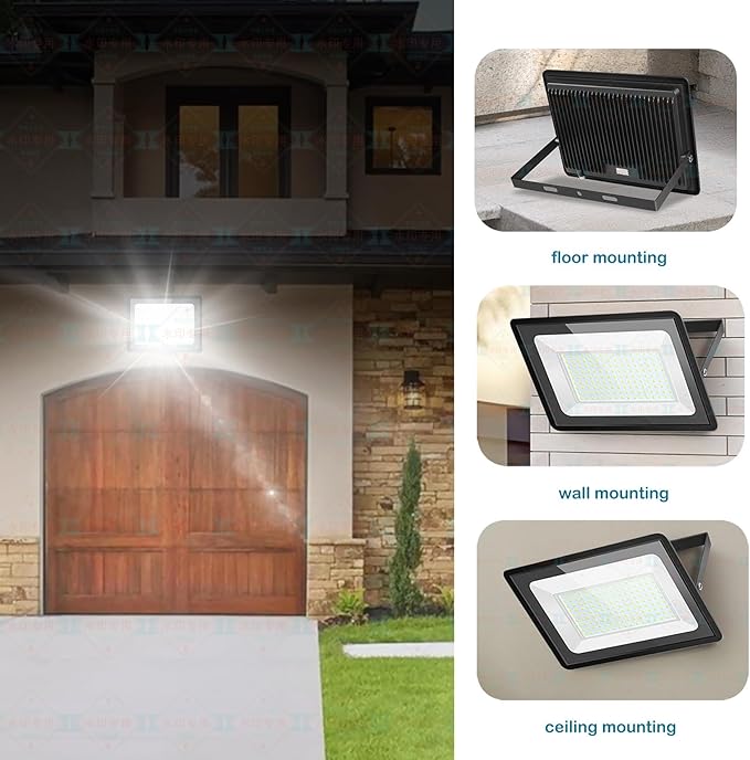200W LED Flood Lights 3 Pack Outdoor IP66 Waterproof 24000LM Bright Security Light Outside Lamp Exterior Floodlights Lighting for Garage Garden Stadium Yard Arena