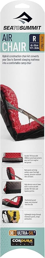 Sea to Summit Air Chair Kit Converts Sleeping Pad to Camp Chair Regular