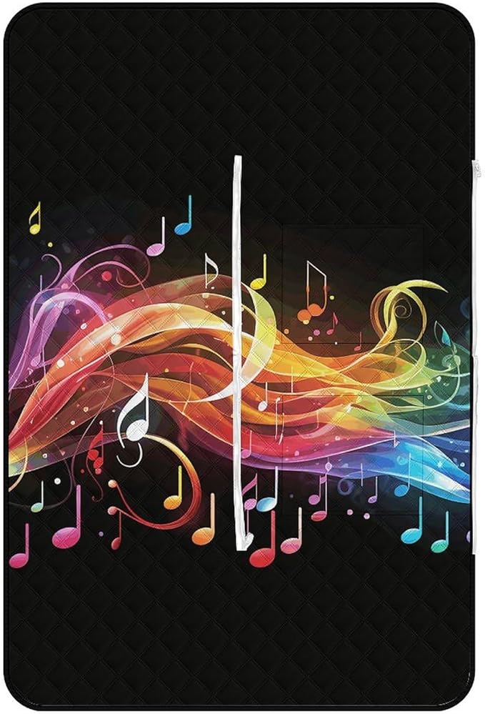 Zipper Rainbow Musical Note Melody Style Picnic Mat Suitable for Travel Camping Park Or Home Use