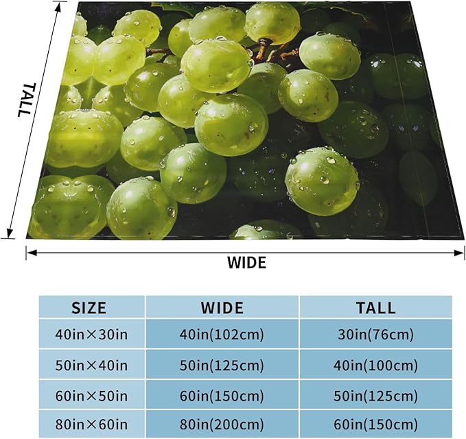 Green Grapes Soft Fleece Blanket 60 * 50 inch Soft Sofa Blanket Suitable for Sofa Camping Travel Night Cover Blanket