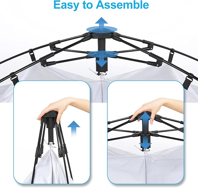VINGLI 2 Room Shower Tent 7.5 FT Instant Pop Up Shelter with Carrying Bag Privacy Changing Room TentPerfect for Portable Toilet Camping Dressing Outdoor Indoor Easy Set Up