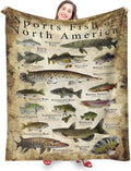 North America Fishing Blankets for Men Sports Fish of North America Blanket Fish Blanket Fishing Enthusiast Unique Outdoor Lover Present (70 * 90in)