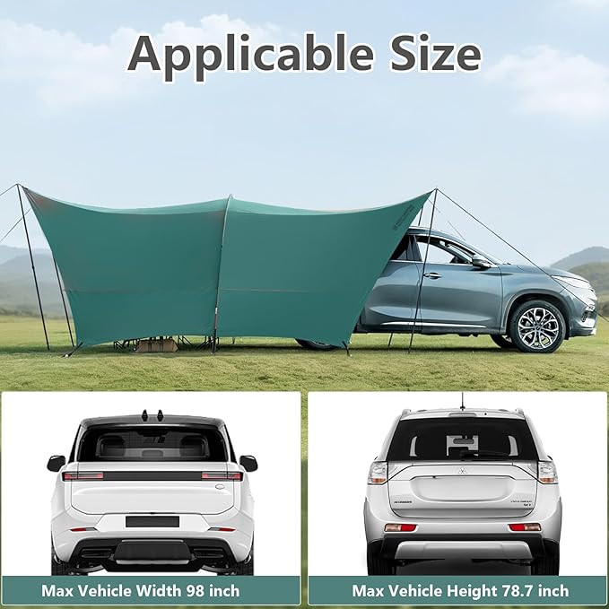 BISINNA Camping Tarp 18x13ft Car Awning Blackout Waterproof Hammock Rain Fly Sun Shade Rain Protection Canopy for Outdoor Beach Picnic (Green)
