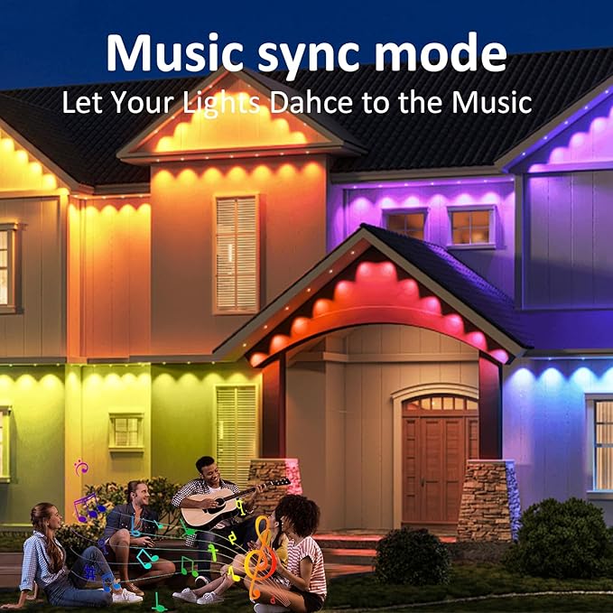 RGB Permanent Outdoor Lights 300FT LED Eaves Lights with Smart App Remote Control IP67 Waterproof Music Sync Timing Function for Christmas Party All Holiday Decorations