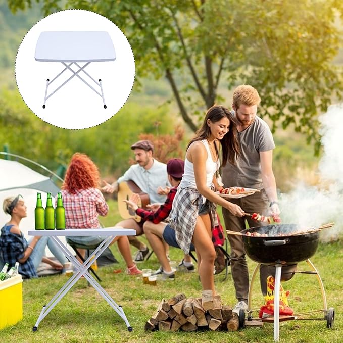 Ciieeo Portable Folding Dining Table Outdoor Plastic Portable Desk for Camping Picnic Backyard Use