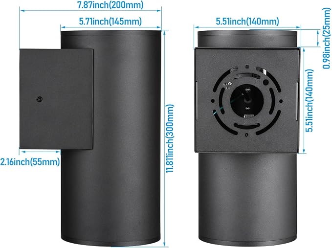 LEONLITE 12 Inch 5CCT Architectural Cylinder LED Down Light Outdoor 100V-277V 15W Aluminum High-end Wall Sconce Built-in Driver IP65 ETL Exterior Light 2700K/3000K/3500K/4000K/5000K Pack of 2