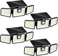 INCX Solar Motion Sensor Lights Outdoor 3 Heads Security Lights Solar Powered 156 LED Flood Light Motion Detected Spotlight for Patio Yard Garage Entryways IP65 Waterproof 4 Pack