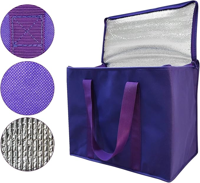 Yalin Set of 2 Large Insulated Collapsible Cooler Bags with Durable Dual Zipper ClosureReusable Grocery Shopping Bags Keep Food Hot or ColdIdeal for InstacartGrocery Transport