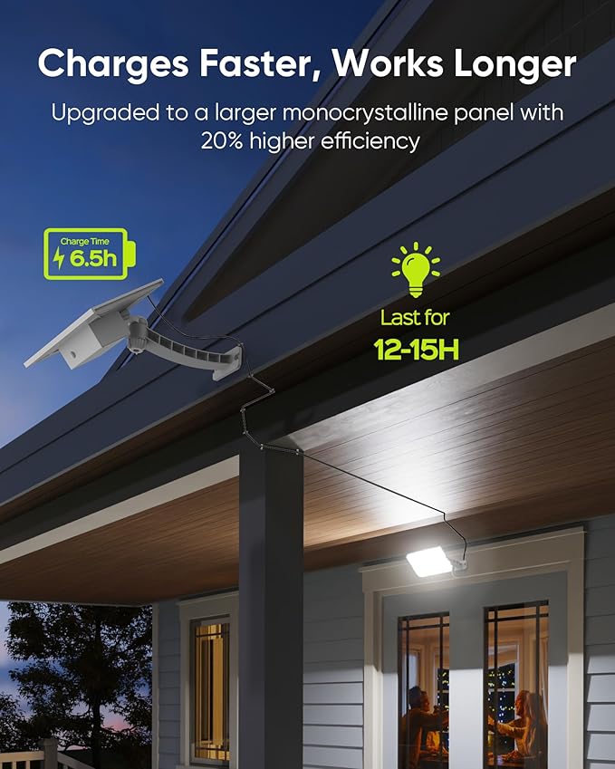 1000 Lumen 299 LED Solar Dusk to Dawn Light Outdoor JACKYLED Solar Powered Spotlight with 4000mAh Battery Outside Waterproof Wall Mount Security Light for Porch Storage Room Patio Shed (White 2-Pack)