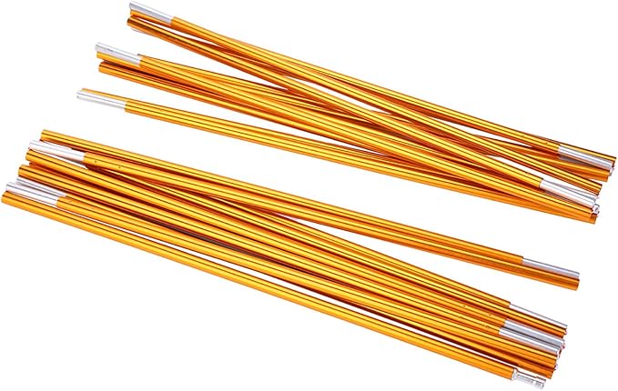Durable Aluminum Alloy Ten Poles Support Bars for Camping Tents Easy Setup and Portable Design Corrosion Resistant Gold Color 2Pcs Pack