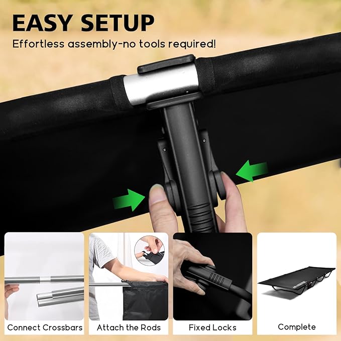 Ultralight Camping Cot Camping Cots for Adults Supports 352lbs Portable Folding Backpacking Cot for Camping Outdoor Travel Hiking Home Mountaineering Black