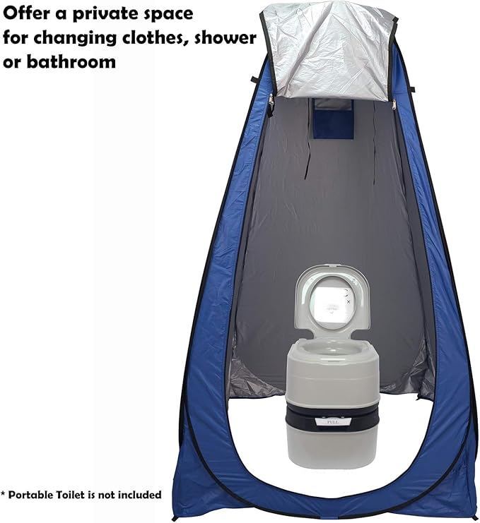 HTTMT- Pop Up Instant Tent Rain Shelter Privacy Tent Shower Toilet Bathroom Portable Changing Room for Beach Hiking Camping Outdoor Use in Blue (3 Colors Available) [P/N: ET-OUTDOOR005-BLUE]