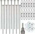 12pcs 3/8 x 12 inch Heavy Duty Camping Ground Anchors Non-Rust Tent Stakes Screw in Kit for Securing Animals Trampoline Carports Canopies Sheds Swing Sets Ground Anchors for High Winds