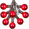 G50 Patio String Lights with 25 Red Globe Bulbs – Outdoor String Lights – Market Bistro Café Hanging String Lights – Patio Garden Umbrella Globe Lights - Brown Wire - 25 Feet