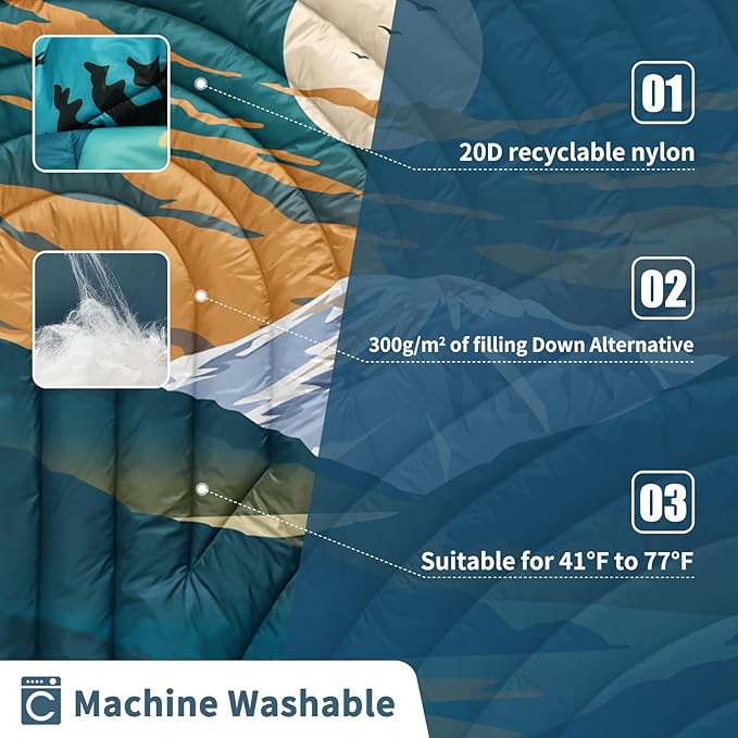 Camping BlanketLightweight Puffy Printed Camping Blanket Packable Outdoor Blanket for CampingTraveling Stadium Hiking Picnics
