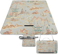 Blue and White Ancient Chinese Folk Chinoiserie Style Waterproof Outdoor Picnic Blanket Sandproof Beach Mat for Camping Hiking Grass Travelling