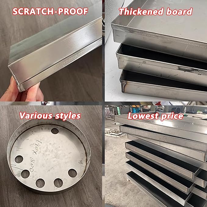 Heavy Duty 304 Stainless Steel Drain Pan with 2m Hose - AC &amp Washing Machine Drip Tray for Leak Prevention Ideal for Flower Pots &amp Garage (70x50cm/28x20in)